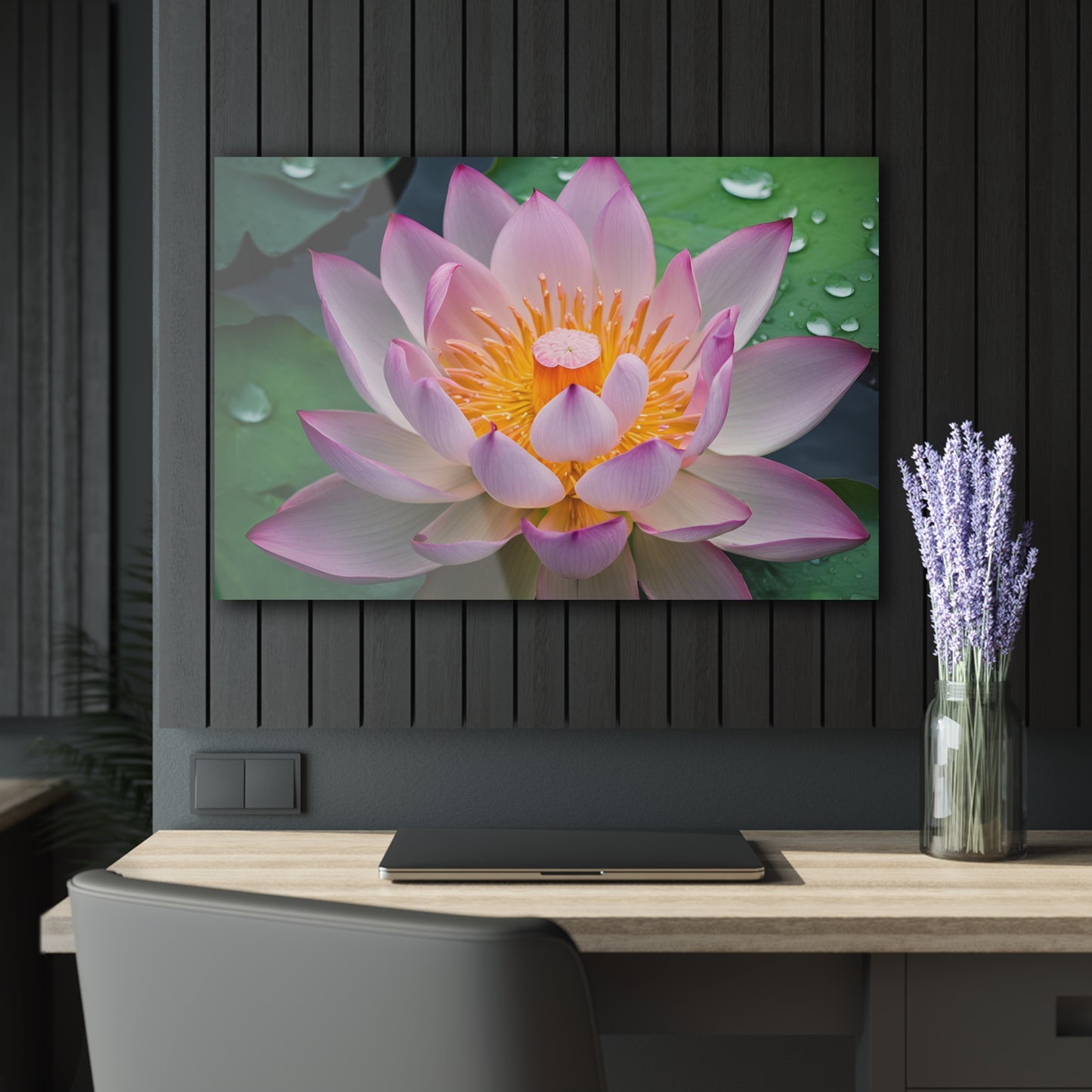 Large Lotus Blossom Floral Design Acrylic Print with French Cleat Nature Lover Wall Art Flower Lover Gift Artwork Modern Garden Home Decor