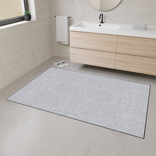 Decorative Heavy Duty Non-Slip Floor Mat Stylish Design Perfect for Entryway Kitchen Light Grey Floral Design Rug Bathroom Mat