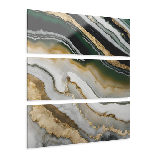 Stunning Marble Design Triptych Acrylic Print Wall Art Nature Lover Gift Geology Rock Lover Gift Agate Design
