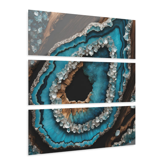 Stunning Geode-Inspired Quartz Crystal-look Design Triptych Acrylic Print Wall Art Nature Lover Gift Geology Rock Lover Gift