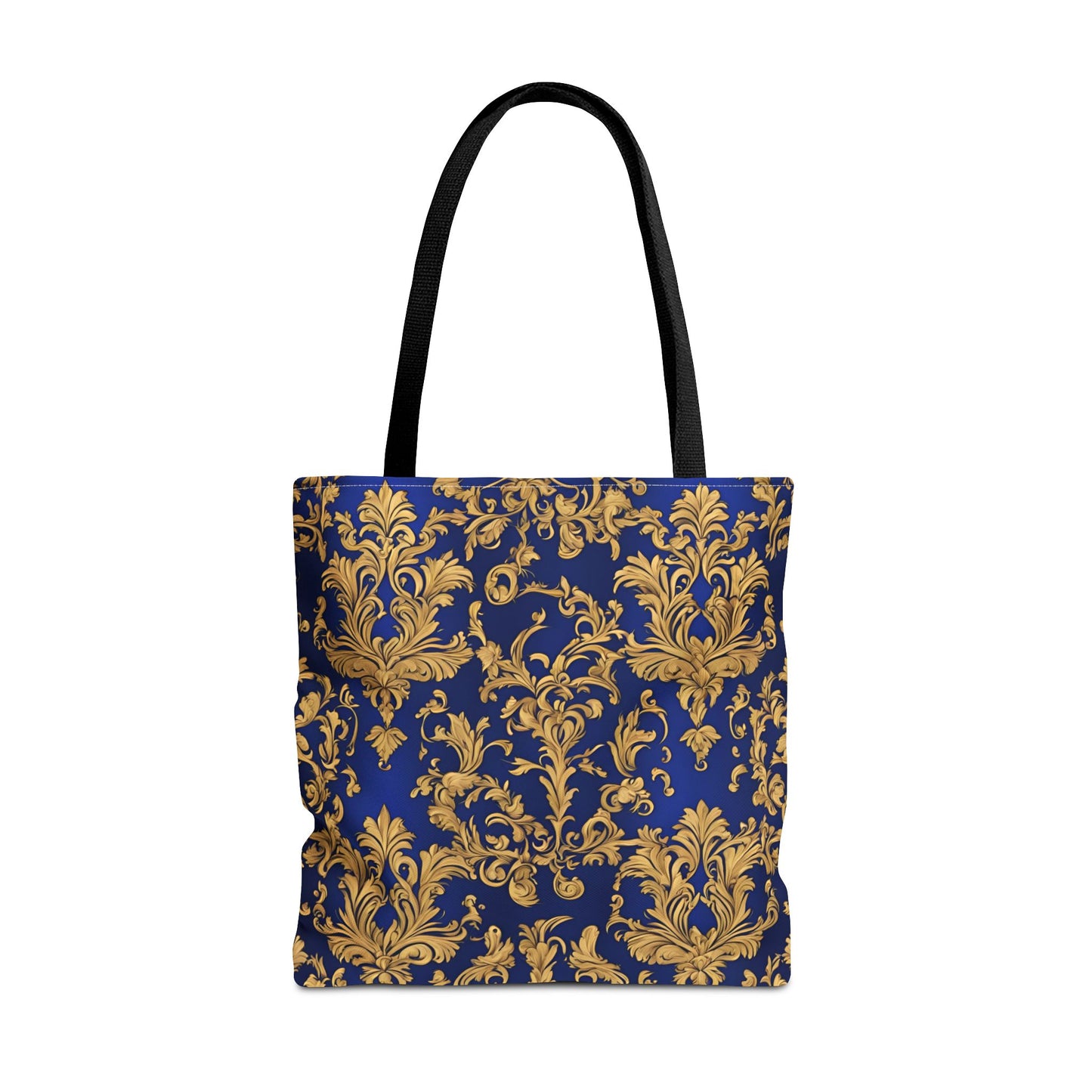 Elegant Royal Blue and Gold Damask Tote Bag | Carryall | Grocery Bag | Shopping Bag |