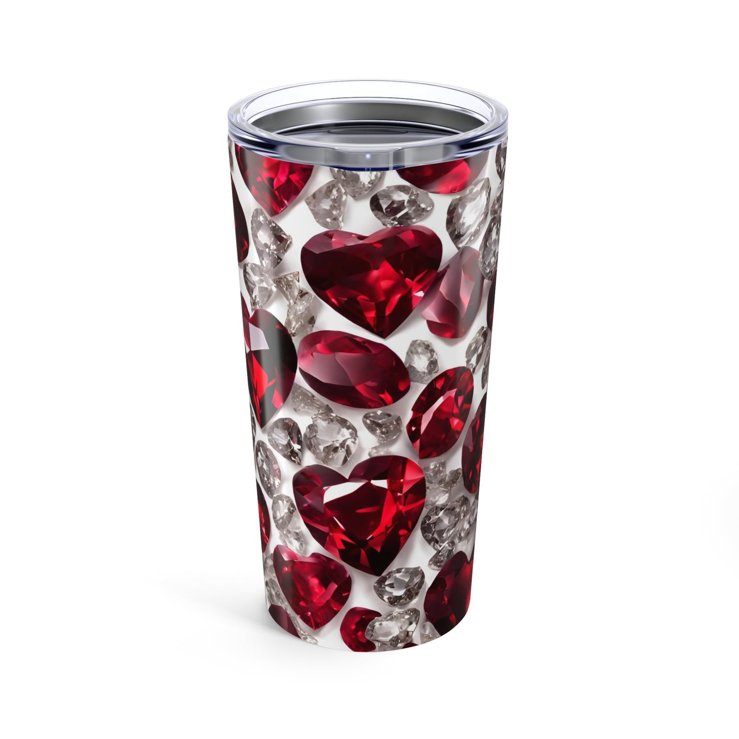 Ruby and Diamond Hearts Tumbler Valentine's Gift for Her Love Friendship Gift Tumbler Gemstone Lover Rhinestone Crystal Design Tumbler