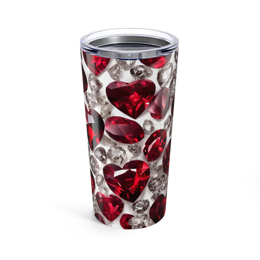 Ruby and Diamond Hearts Tumbler Valentine's Gift for Her Love Friendship Gift Tumbler Gemstone Lover Rhinestone Crystal Design Tumbler