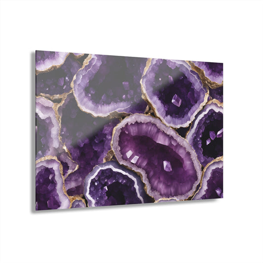 Large Geode-Inspired Design Acrylic Print with French Cleat Agate Marble-look Nature Wall Art Rock Lover Relaxing Artwork Modern Home Decor