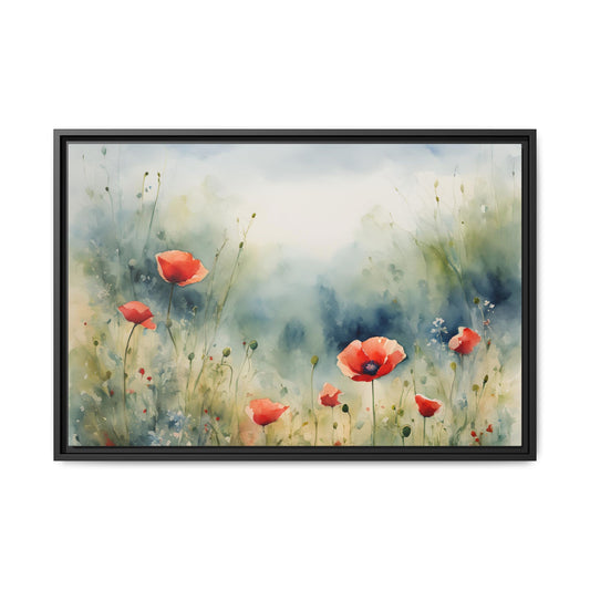 Poppy Print Floral Design Unique Framed Canvas Print Wall Art Flower Lover Gift Nature Gift Wildflower Contemporary Decor 3 frame colors
