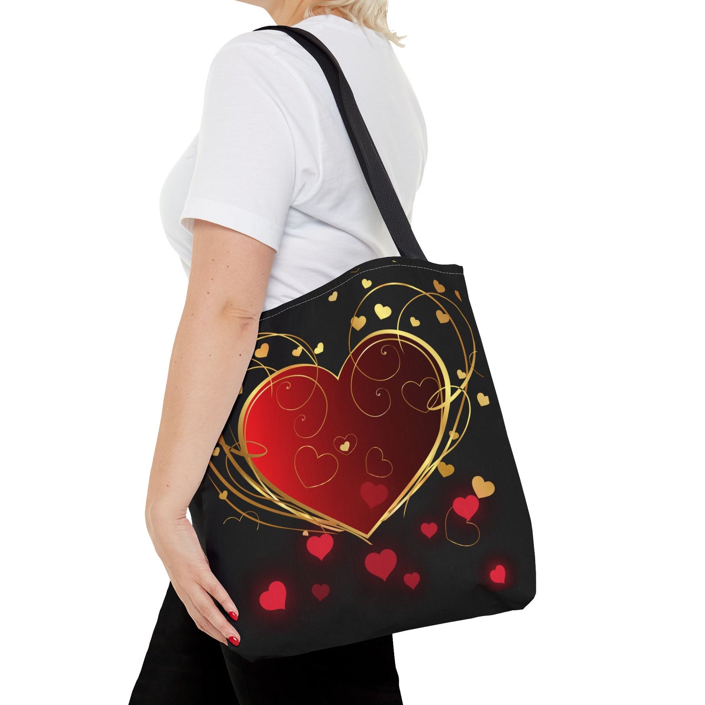 Heart Tote Bag | Carryall | Red and Gold | Love | Happiness | Friendship |