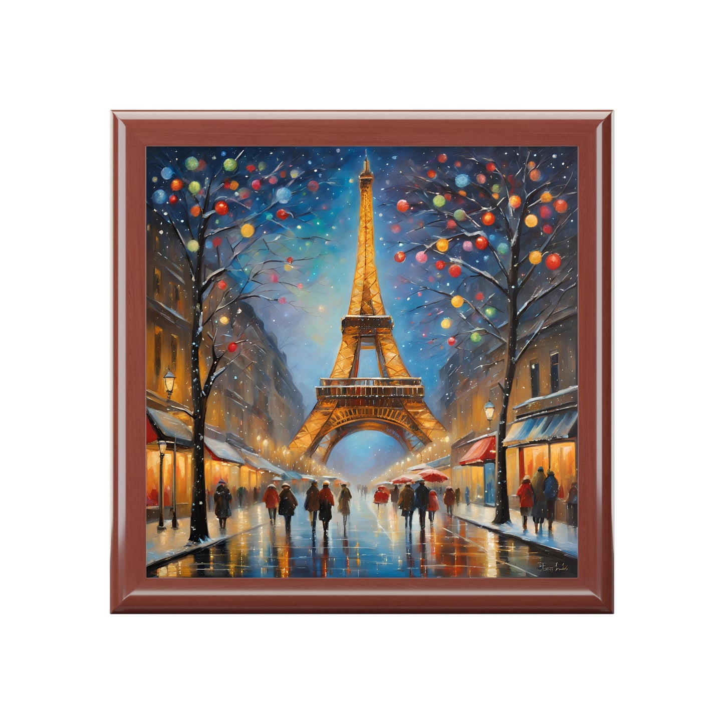Unique Art Eiffel Tower Print Design Jewelry Box Trinket Box Bedroom Dresser Paris Decor Vanity Gift Box - 3 colors to choose from
