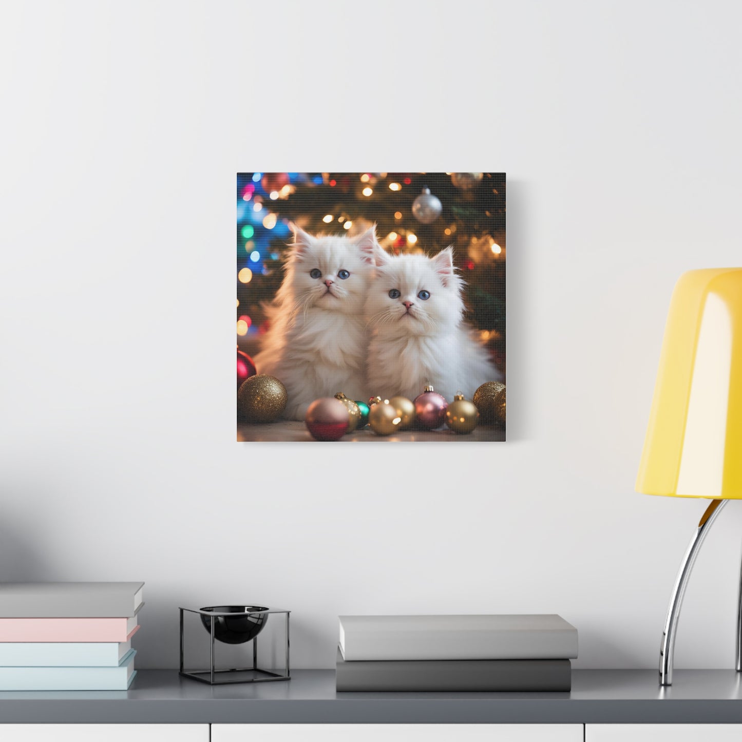 Christmas Kittens Print Wall Art | Matte Canvas, Stretched, 1.25" | Animal Lover | Holiday Gift |