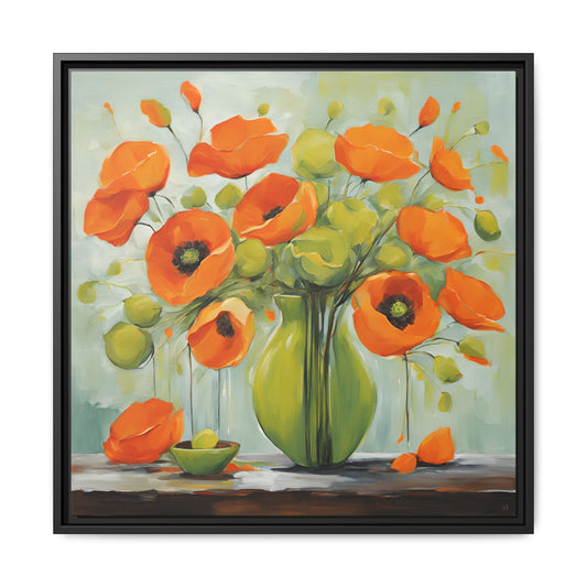 Modern Poppies Print Floral Design Unique Framed Canvas Print Wall Art Flower Lover Gift Nature Lover Gift Wildflower Decor 3 frame colors