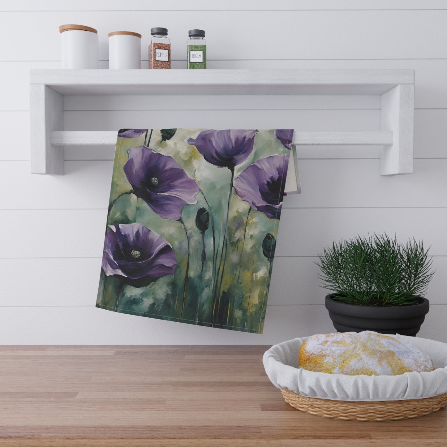 Floral Kitchen Tea Towel Pastel Dish Towel Durable Hand Towel Gift for Flower Lover Whimsical Home Decor Decorative Kitchen Cotton Twill