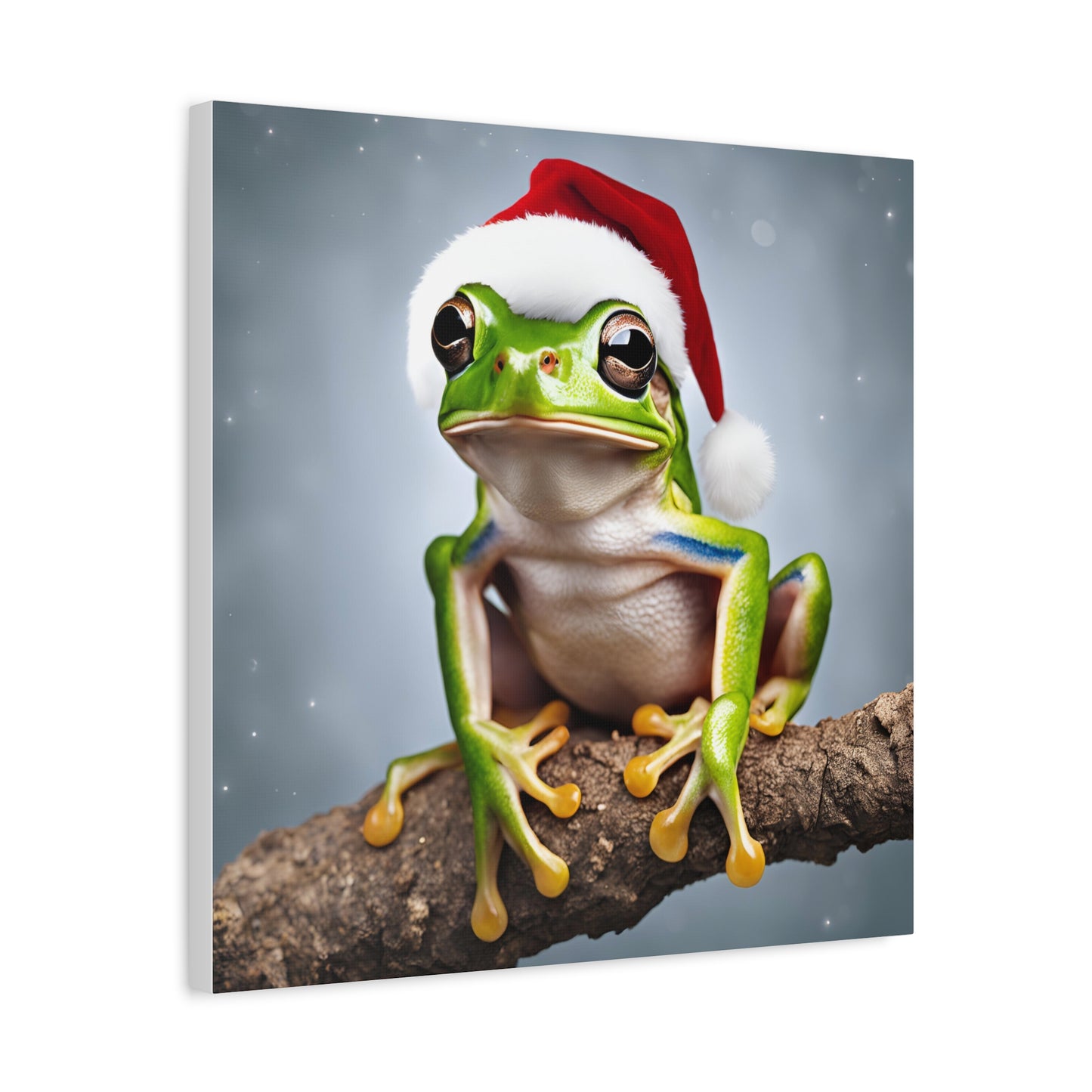 Christmas Tree Frog Print Wall Art | Matte Canvas, Stretched, 1.25" | Santa Hat | Animal Lover | Holiday Gift |