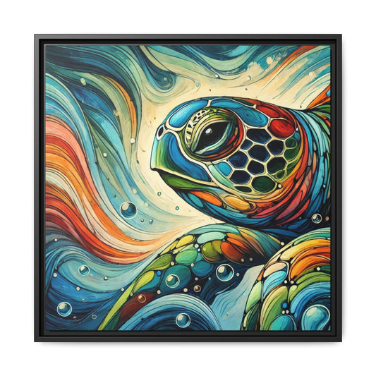 Modern Sea Turtle Print Abstract Design Unique Framed Canvas Print Oceanic Wall Art Animal Lover Gift Nature Lover Decor 3 frame colors