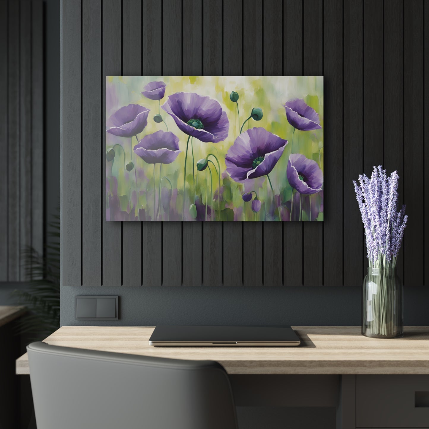 Large Floral Design Acrylic Print with French Cleat Nature Lover Wall Art Flower Lover Gift Poppy Flower Artwork Modern Garden Home Decor