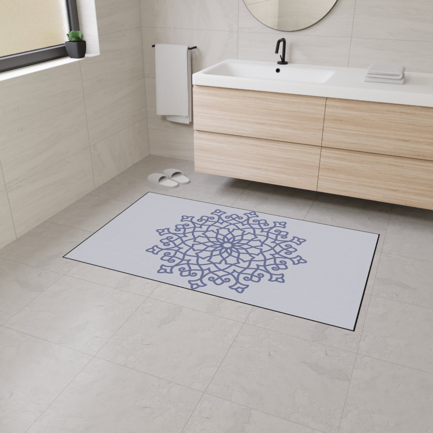 Decorative Heavy Duty Non-Slip Floor Mat Stylish Design Perfect for Entryway Kitchen Décor Grey Geometric Floral Design Rug Bathroom Mat