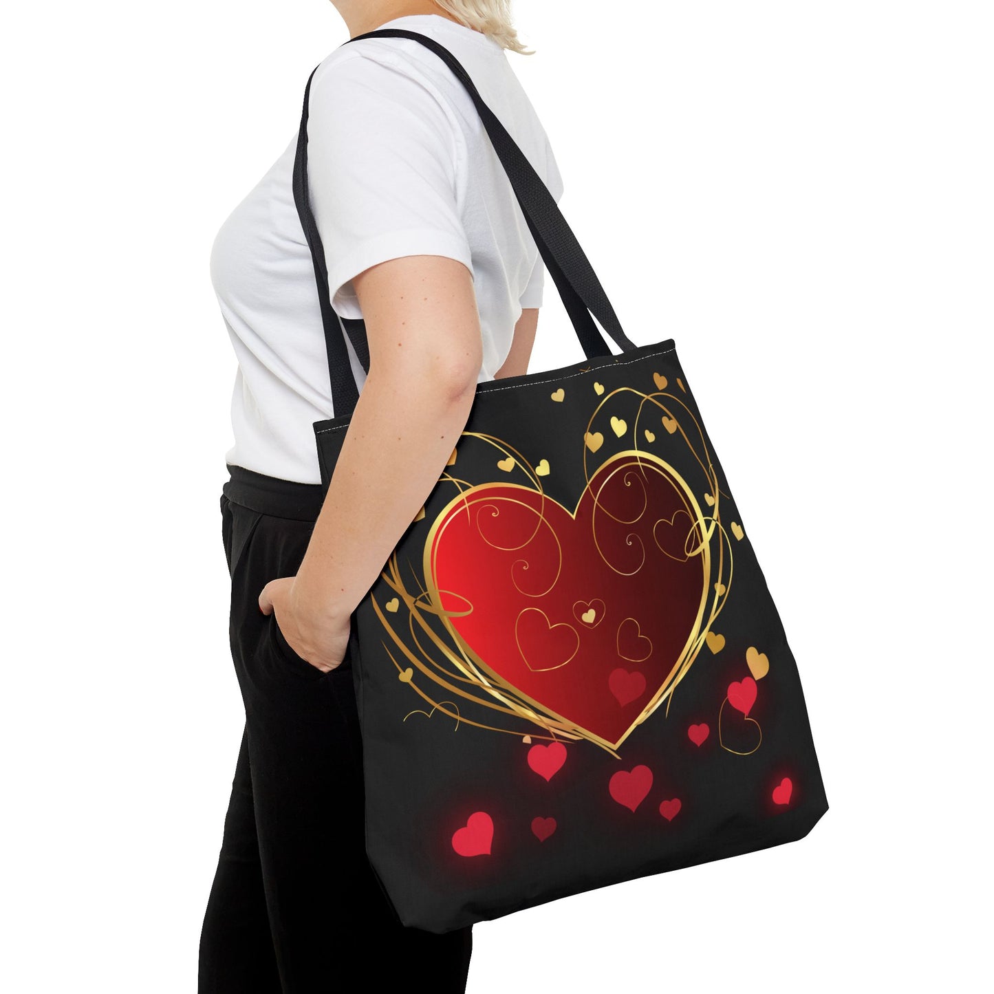 Heart Tote Bag | Carryall | Red and Gold | Love | Happiness | Friendship |