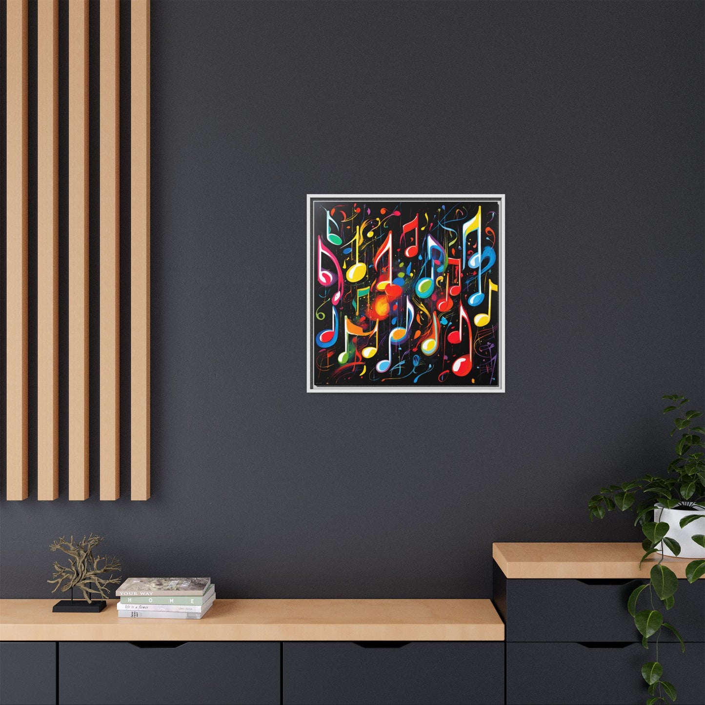 Modern Music-Themed Print Abstract Design Unique Framed Canvas Print Treble Clef Note Wall Art Music Lover Gift Decor 3 frame colors