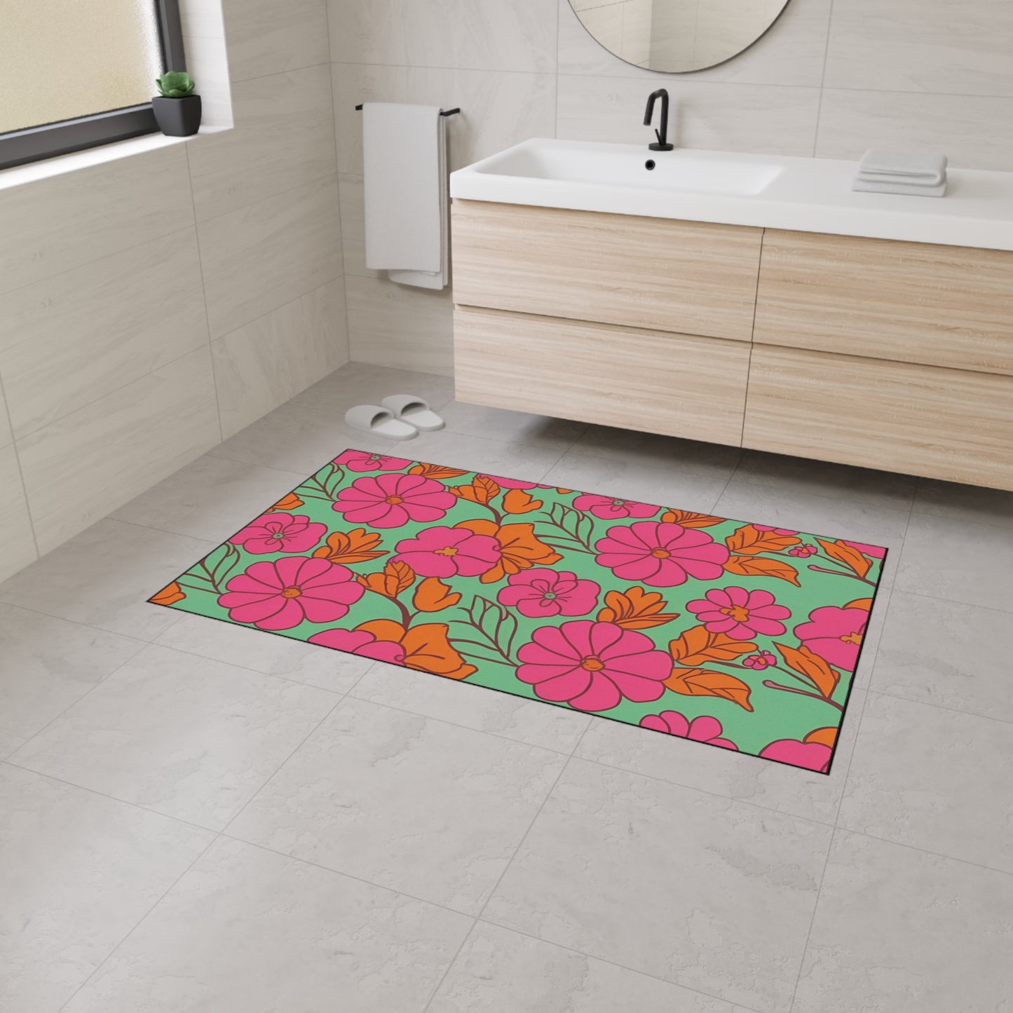 Decorative Heavy Duty Non-Slip Floor Mat Stylish Design Perfect for Entryway Kitchen Décor Garage Rug Tropical Bathroom Floor Door Mat