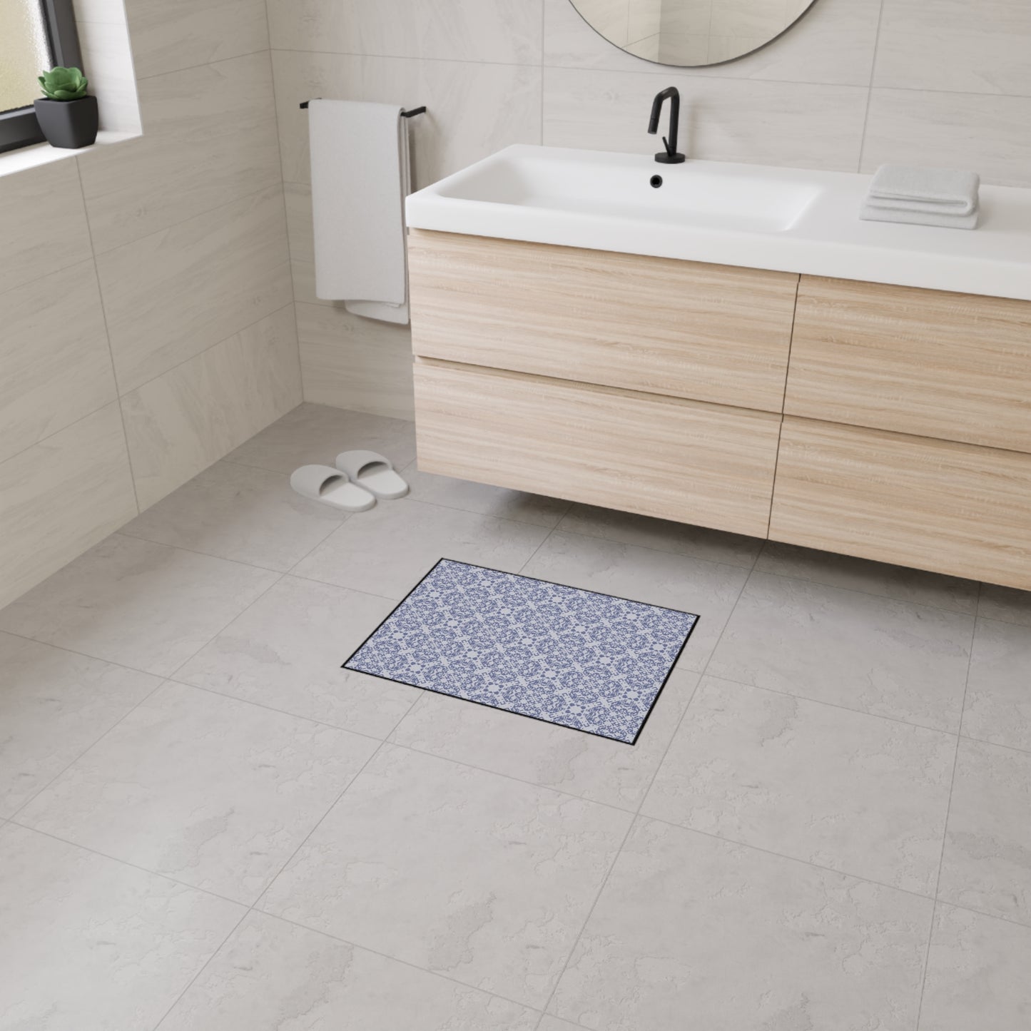 Decorative Heavy Duty Non-Slip Floor Mat Stylish Design Perfect for Entryway Kitchen Grey Geometric Floral Design Rug Bathroom Mat