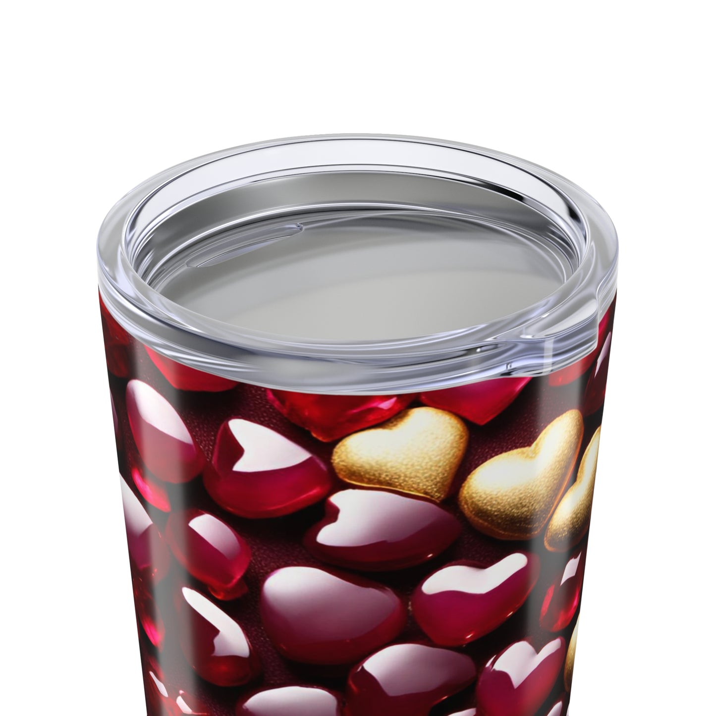 Ruby and Gold Hearts Tumbler Valentine's Gift for Her Love Friendship Gift Tumbler Gemstone Lover Rhinestone Crystal Design Tumbler