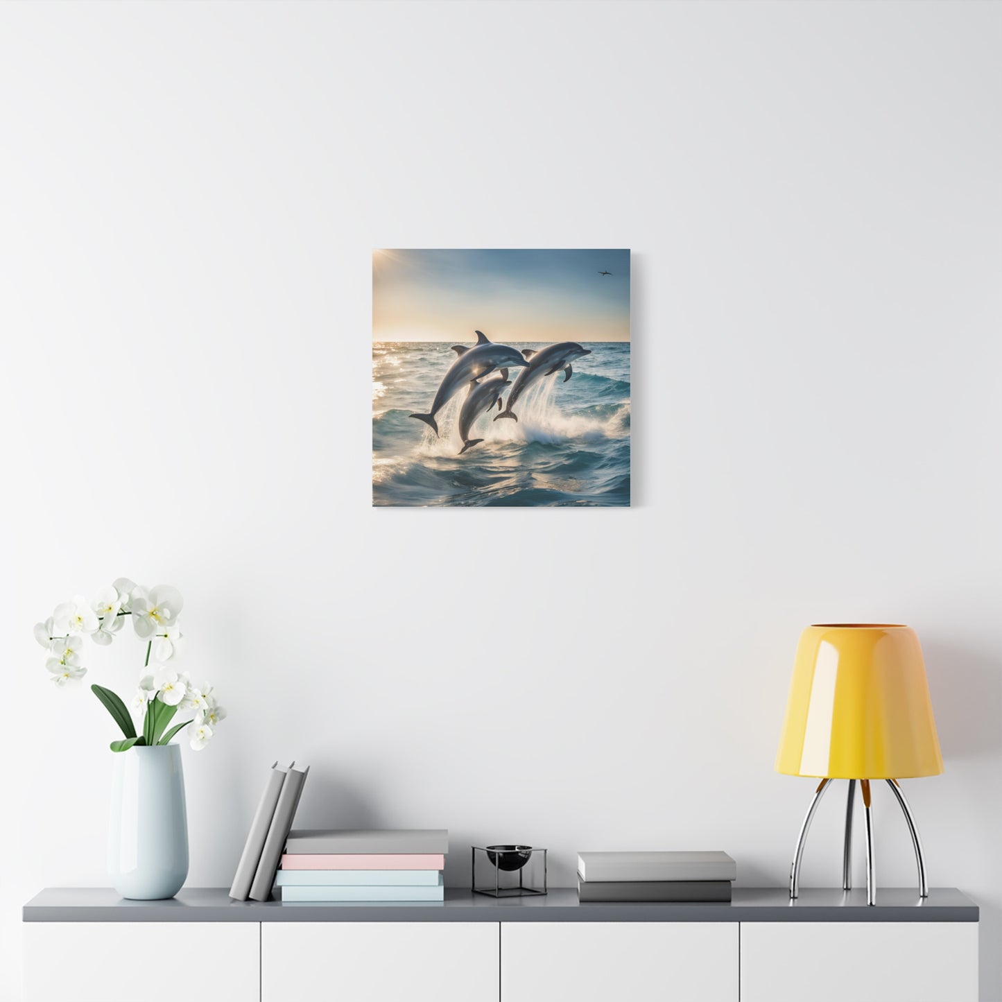 Dolphins Print Wall Art | Matte Canvas, Stretched, 1.25" | Animal Lover | Oceanic | Sea Life |