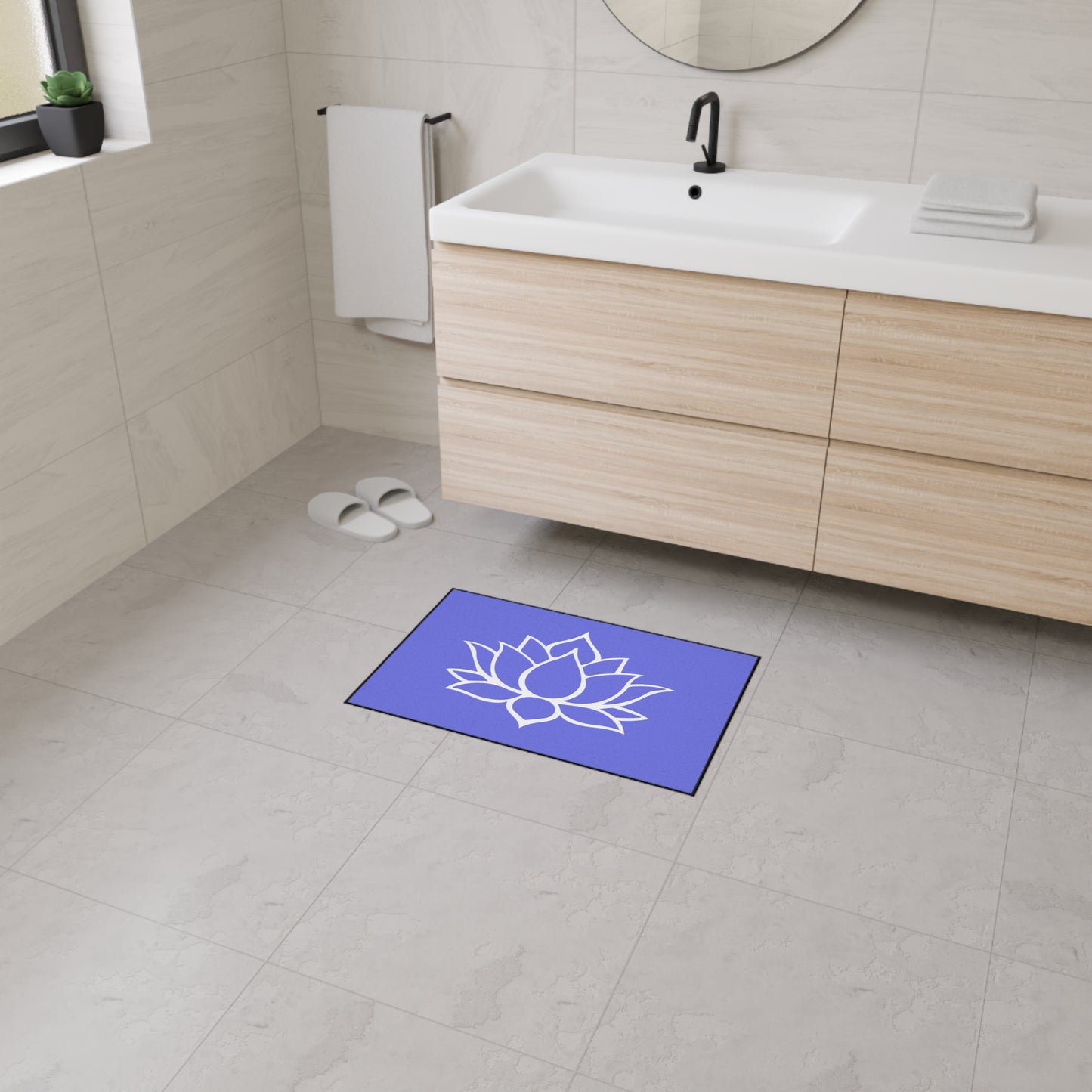 Decorative Heavy Duty Non-Slip Floor Mat Stylish Design Perfect for Entryway Kitchen Décor Lotus Blossom Floral Design Rug Bath Mat