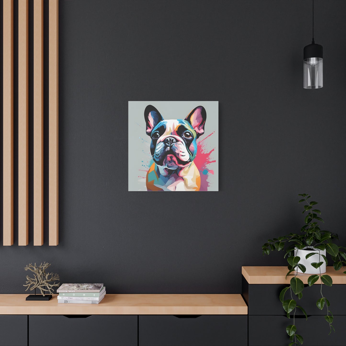 Frenchie Print Wall Art | Matte Canvas, Stretched, 1.25" | Dog Lover | Bulldog | Pet Parent | Modern Art |