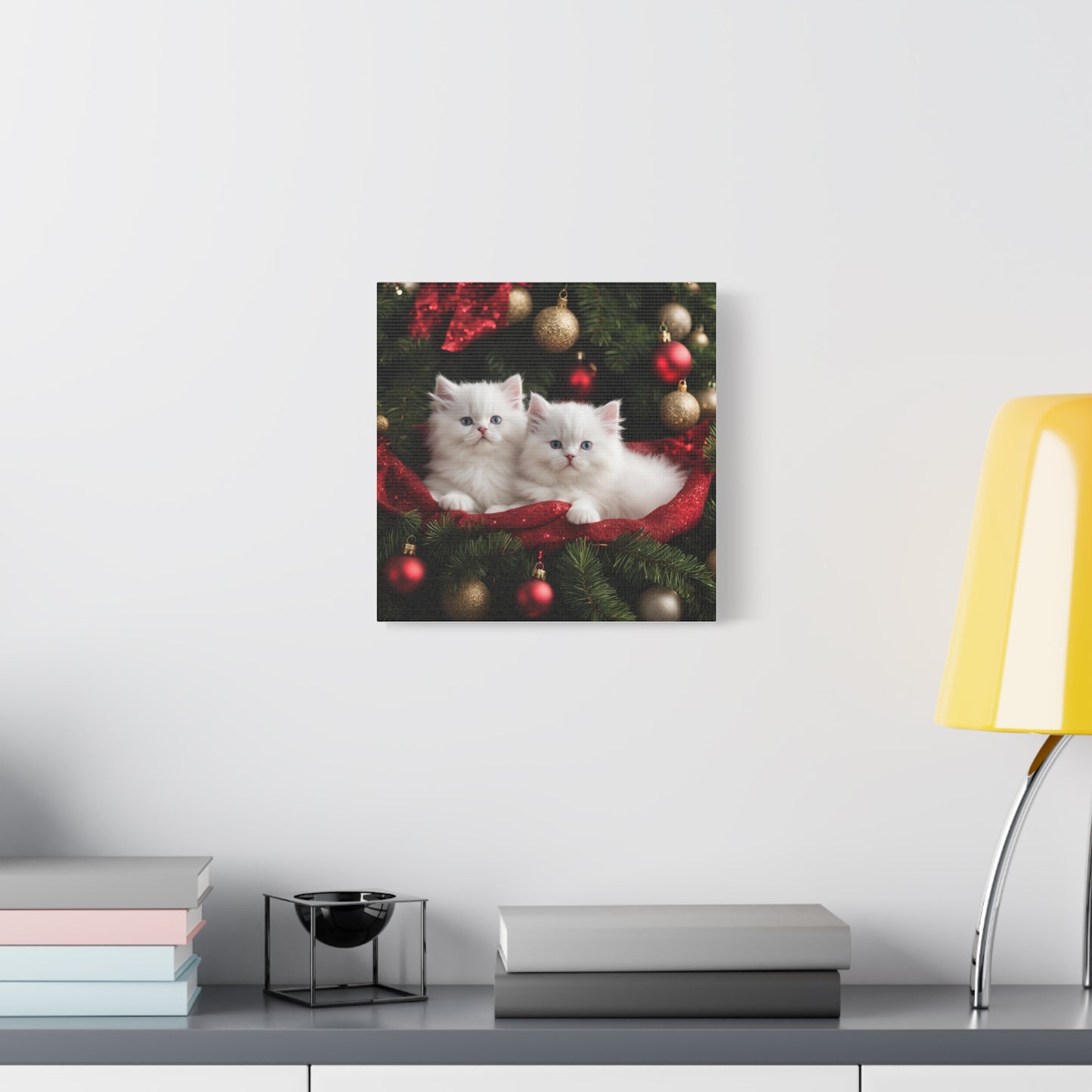 Christmas Kittens Print Wall Art | Matte Canvas, Stretched, 1.25" | Animal Lover | Holiday Gift |