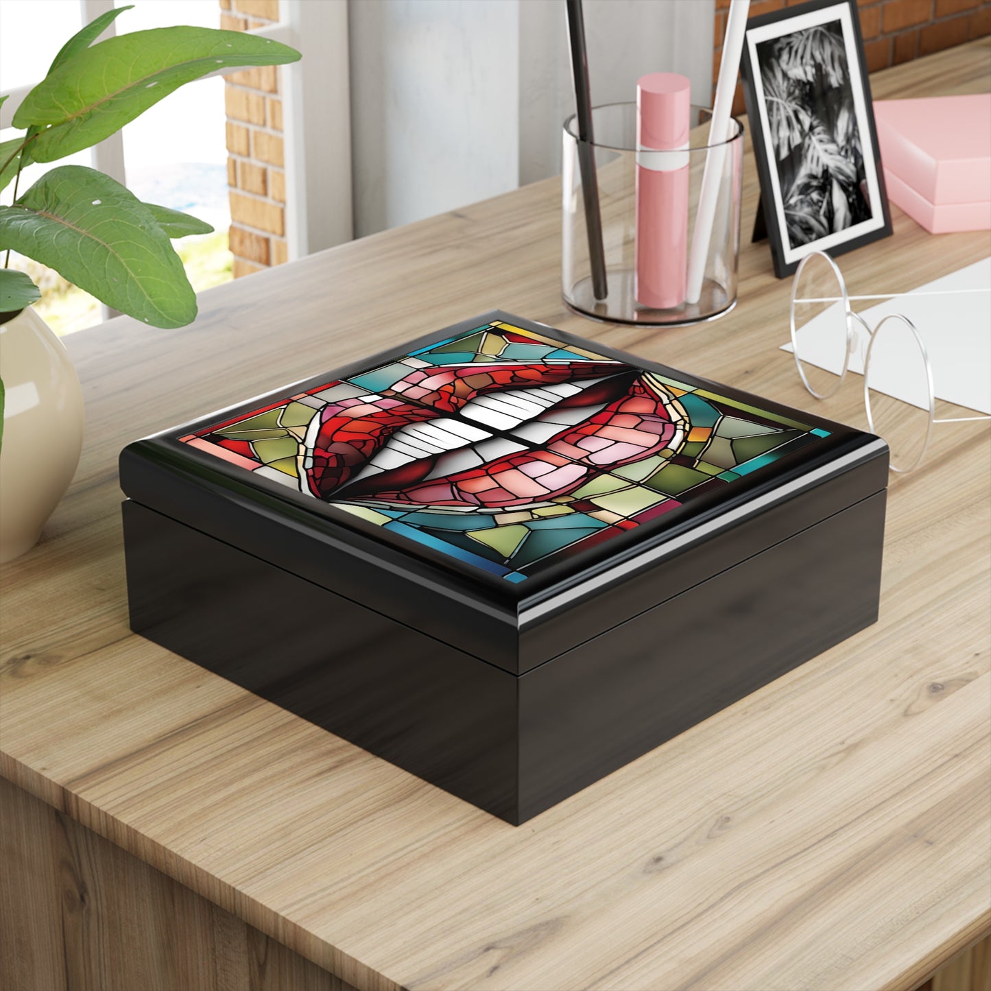 Unique Art Print Design Jewelry Box Trinket Box Bedroom Dresser Decor Vanity Gift Box - 3 colors to choose from