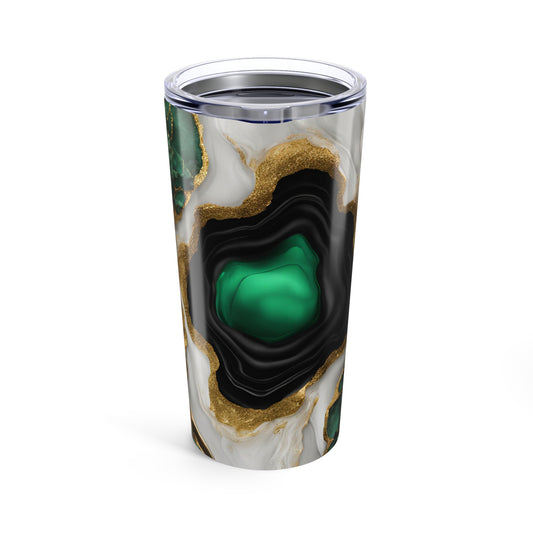 Green and Black Amethyst Crystal Geode Design 20 oz Tumbler Nature Lover Gift Geology Rock Lover Insulated Stainless Hot or Cold Tumbler