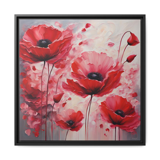 Modern Poppies Print Floral Design Unique Framed Canvas Print Wall Art Flower Lover Gift Nature Lover Gift Wildflower Decor 3 frame colors