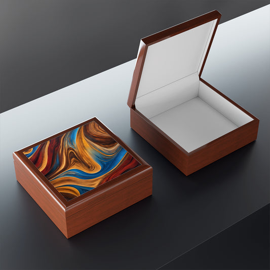 Unique Art Print Design Jewelry Box Trinket Box Bedroom Dresser Decor Vanity Gift Box - 3 colors to choose from