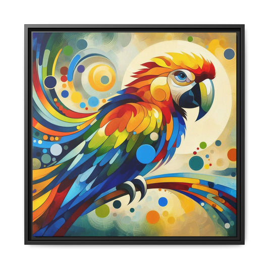 Parrot Print Abstract Design Unique Framed Canvas Print Tropical Rainforest Wall Art Animal Lover Gift Nature Lover Decor 3 frame colors