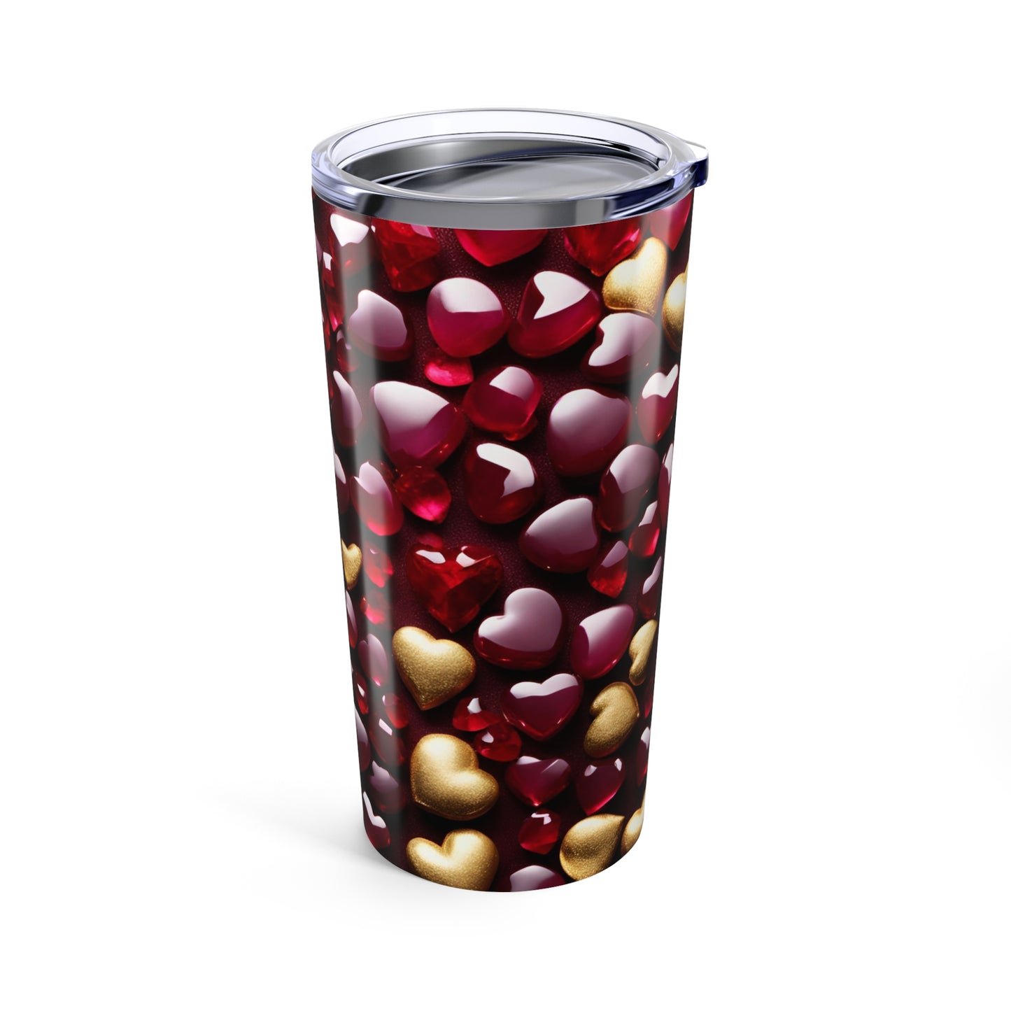 Ruby and Gold Hearts Tumbler Valentine's Gift for Her Love Friendship Gift Tumbler Gemstone Lover Rhinestone Crystal Design Tumbler