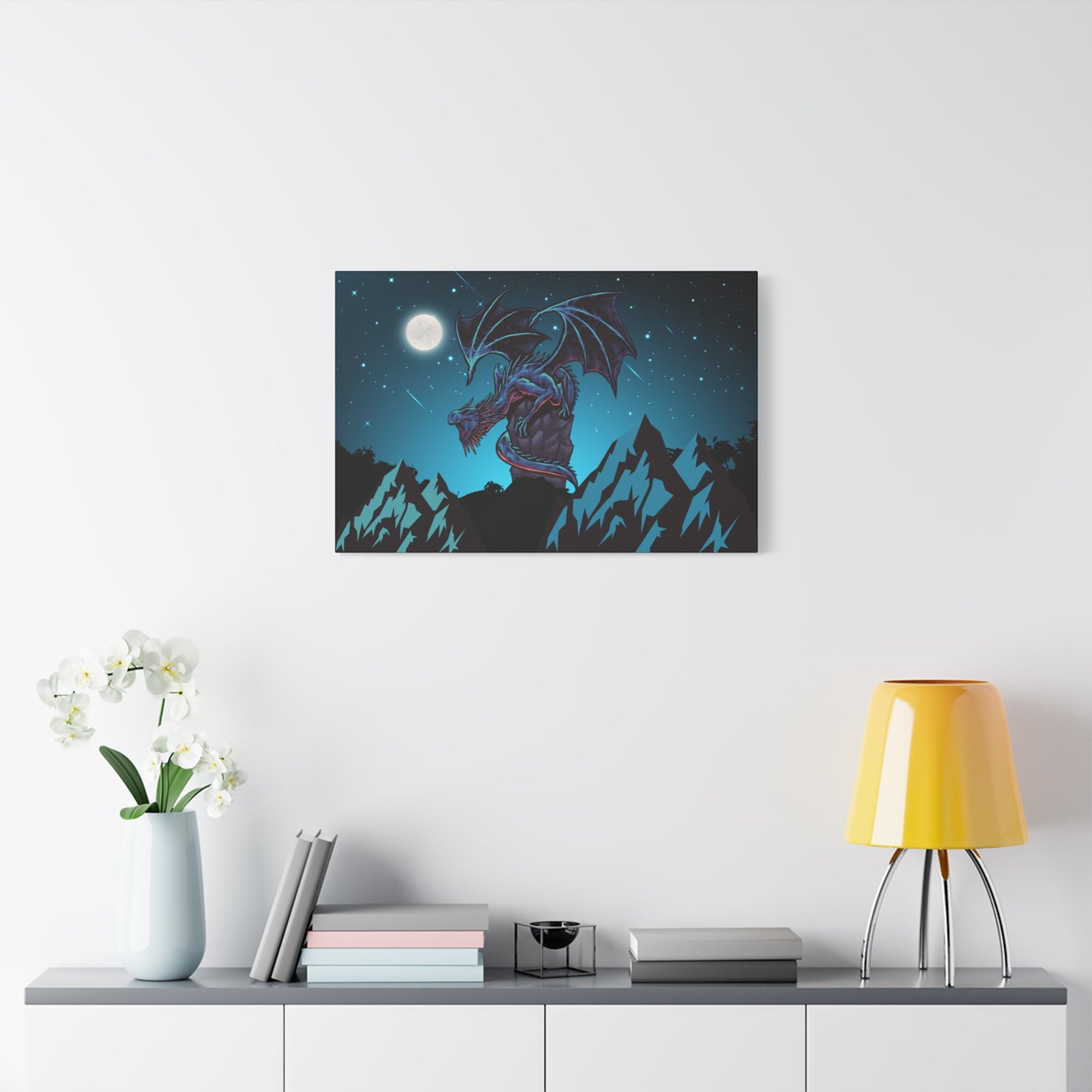 Dragon Print Wall Art | Matte Canvas, Stretched, 1.25" | Anime Gothic Sci-fi Print