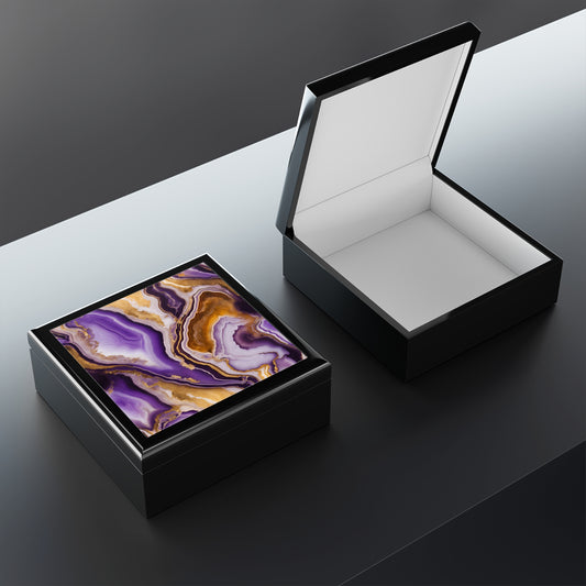 Unique Art Print Design Jewelry Box Trinket Box Bedroom Dresser Decor Vanity Gift Box - 3 colors to choose from
