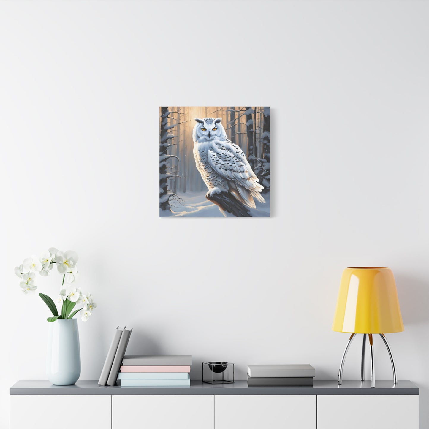 Snowy Owl Print Wall Art | Matte Canvas, Stretched, 1.25" | Animal Lover | Winter | White Owl |