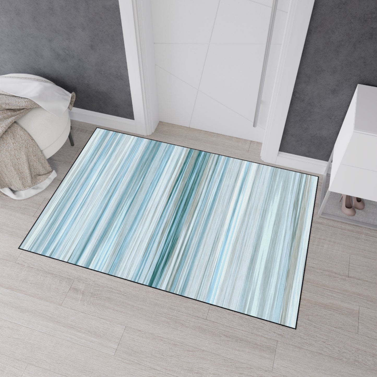 Decorative Heavy Duty Non-Slip Floor Mat Stylish Design Perfect for Entryway Kitchen Décor Beachy Rug Striped Bathroom Floor Door Mat