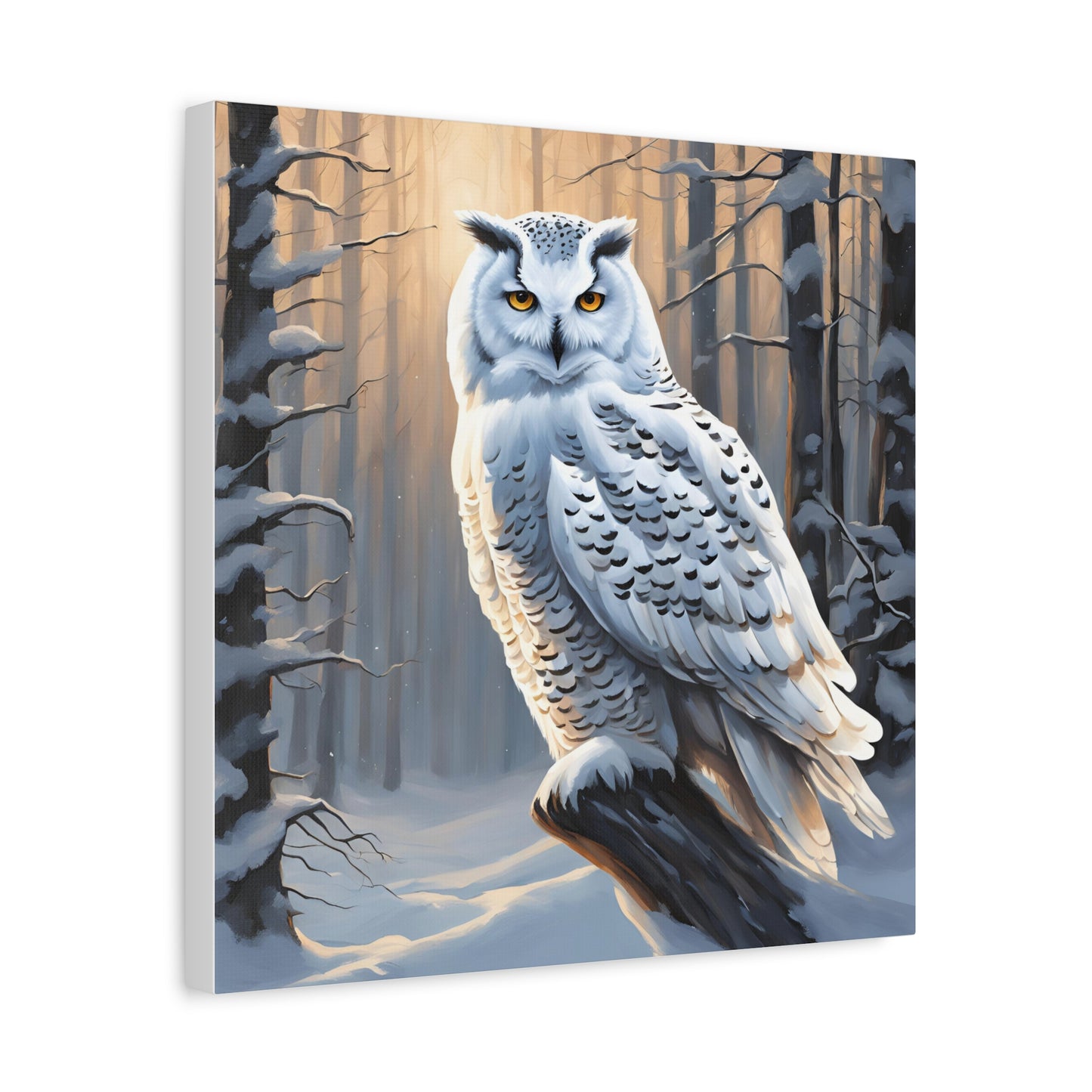 Snowy Owl Print Wall Art | Matte Canvas, Stretched, 1.25" | Animal Lover | Winter | White Owl |