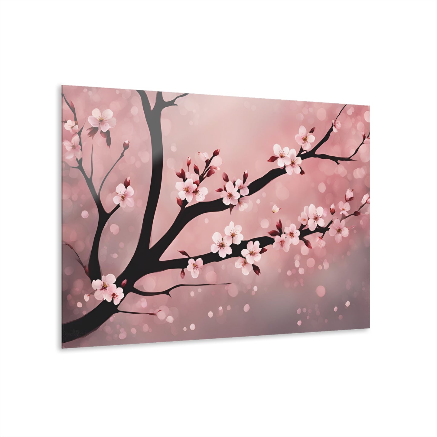 Large Floral Design Acrylic Print with French Cleat Nature Lover Wall Art Flower Lover Gift Artwork Modern Plum Cherry Blossom Home Decor