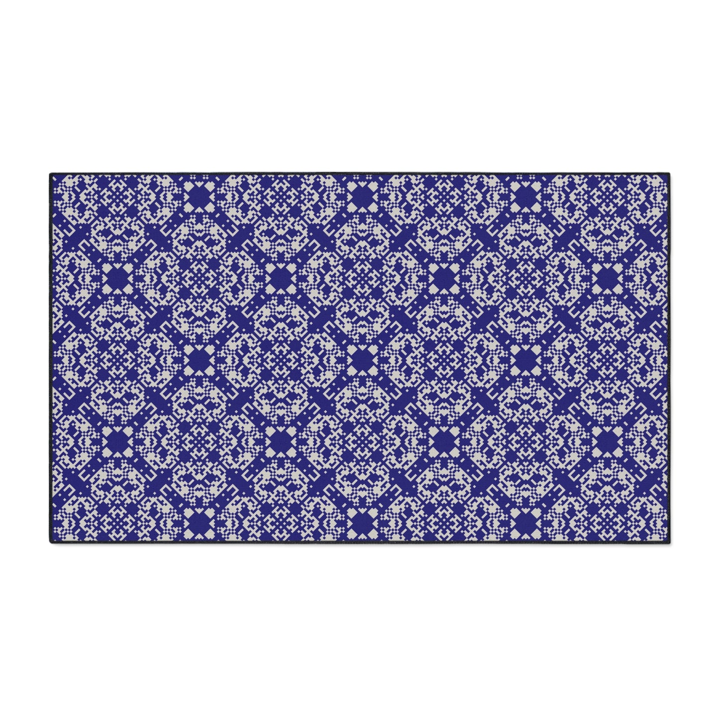 Decorative Heavy Duty Non-Slip Floor Mat Stylish Design Perfect for Entryway Kitchen Décor Blue Geometric Floral Design Rug Bathroom Mat