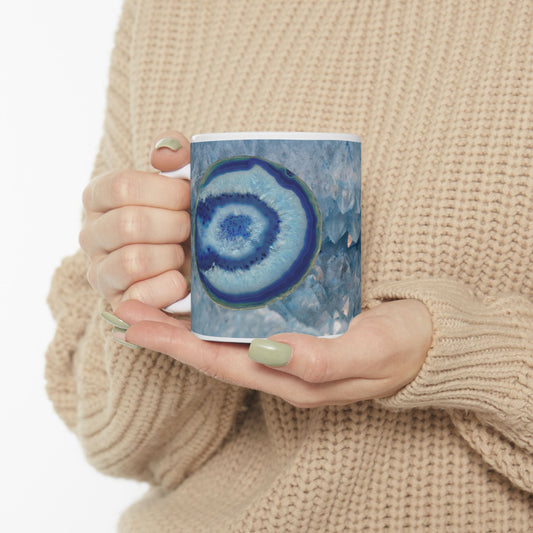 Blue Crystal Geode Unique Design Coffee Tea Mug Cottage Core Boho Gemologist Gift for Her Nature Lover Rock Gift