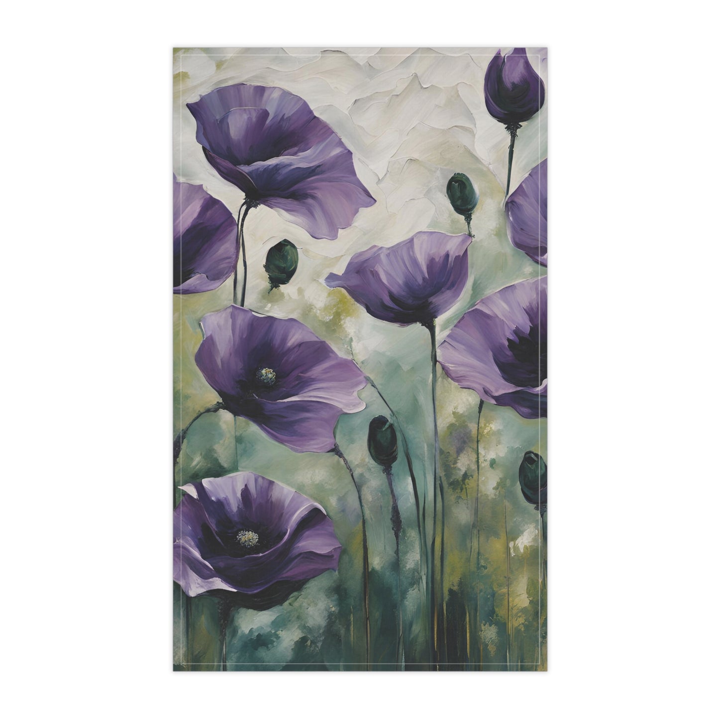 Floral Kitchen Tea Towel Pastel Dish Towel Durable Hand Towel Gift for Flower Lover Whimsical Home Decor Decorative Kitchen Cotton Twill