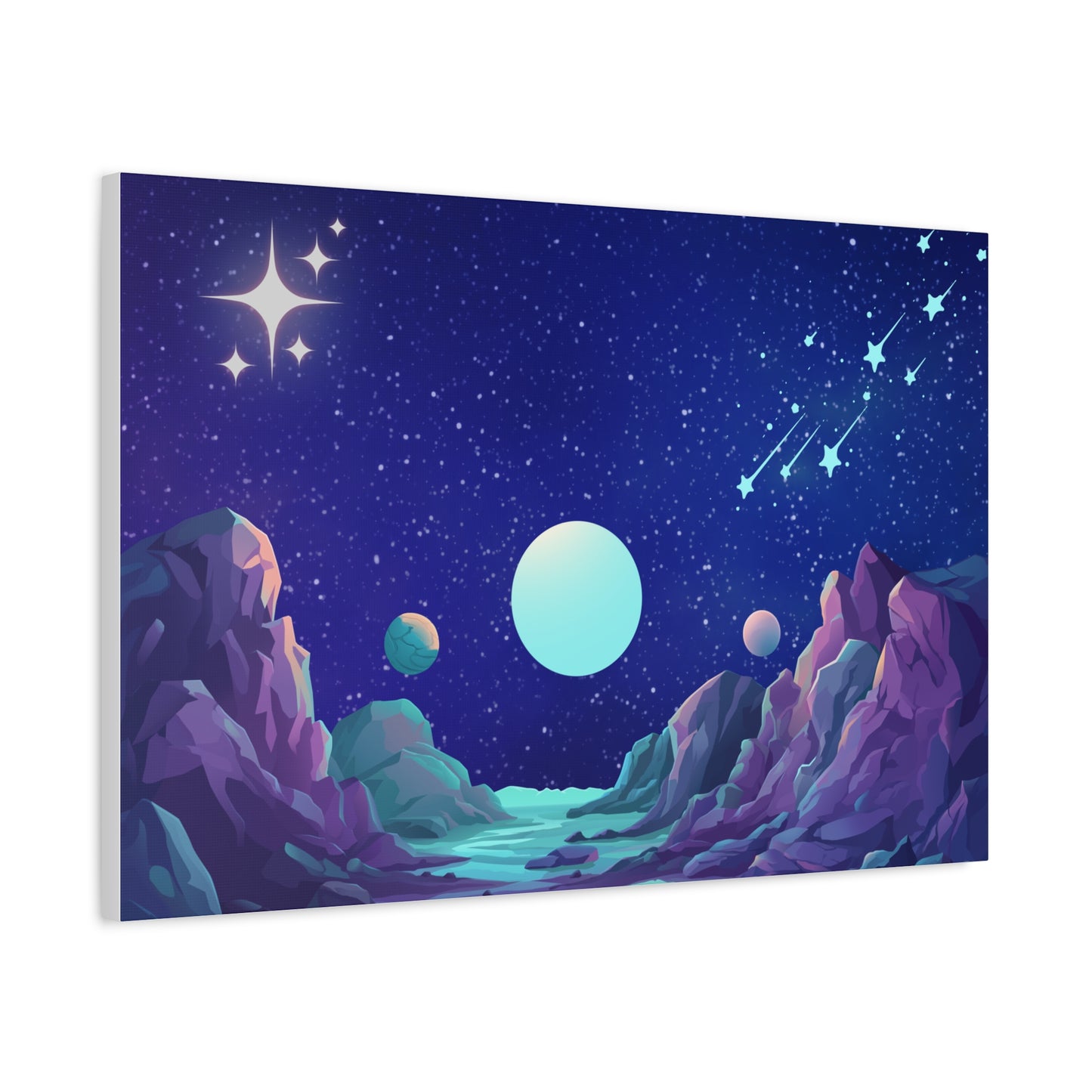 Interstellar Print Wall Art | Matte Canvas, Stretched, 1.25" | Anime | Gothic | Sci-fi | Space | Moon | Stars |