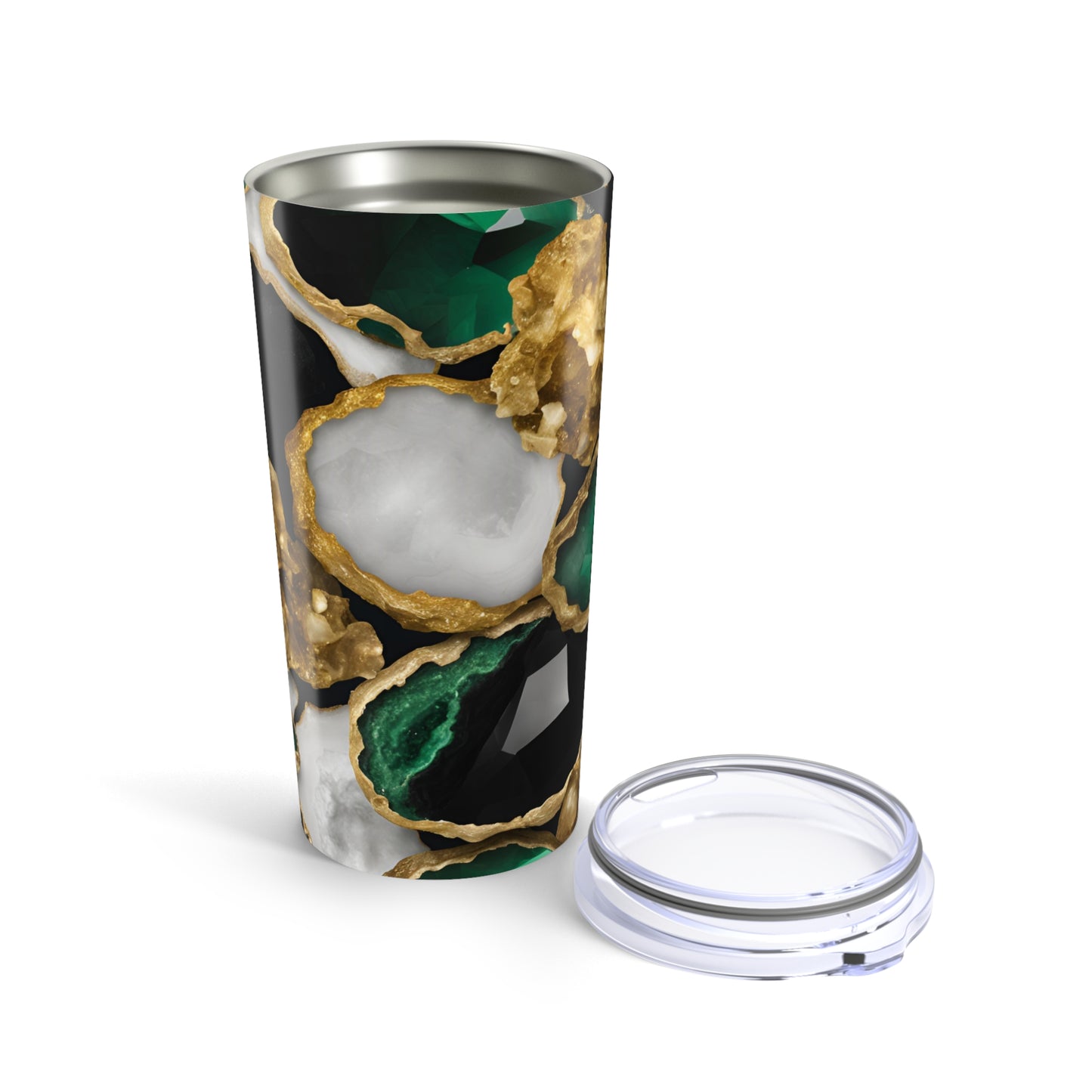 Green Amethyst Gemstone Crystal Geode Design 20 oz Tumbler Nature Lover Gift Geology Rock Lover Insulated Stainless Hot or Cold Tumbler