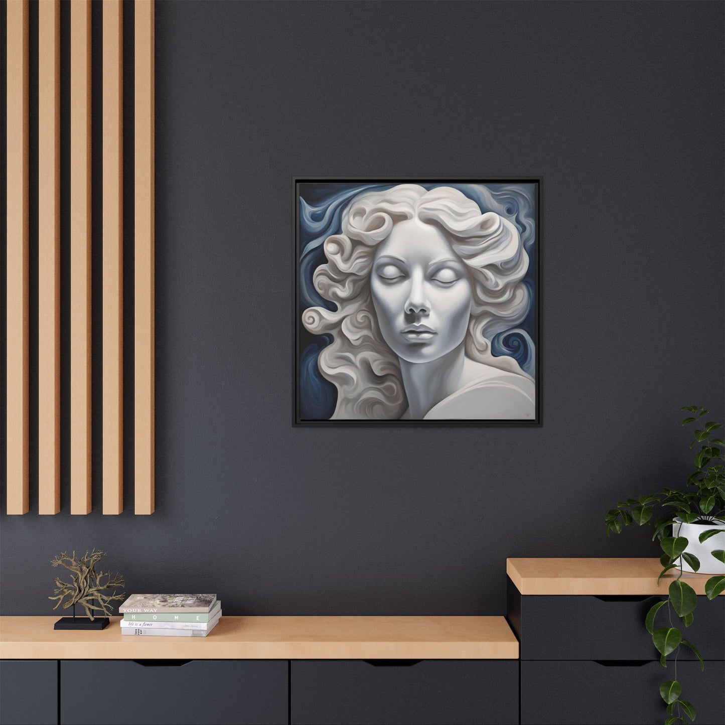 Modern Abstract Woman's Face Design Unique Framed Print Canvas Wall Decor Gift 3 frame colors to chose from