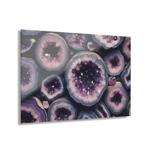 Large Geode-Inspired Design Acrylic Print with French Cleat Agate Marble-look Nature Wall Art Rock Lover Relaxing Artwork Modern Home Decor