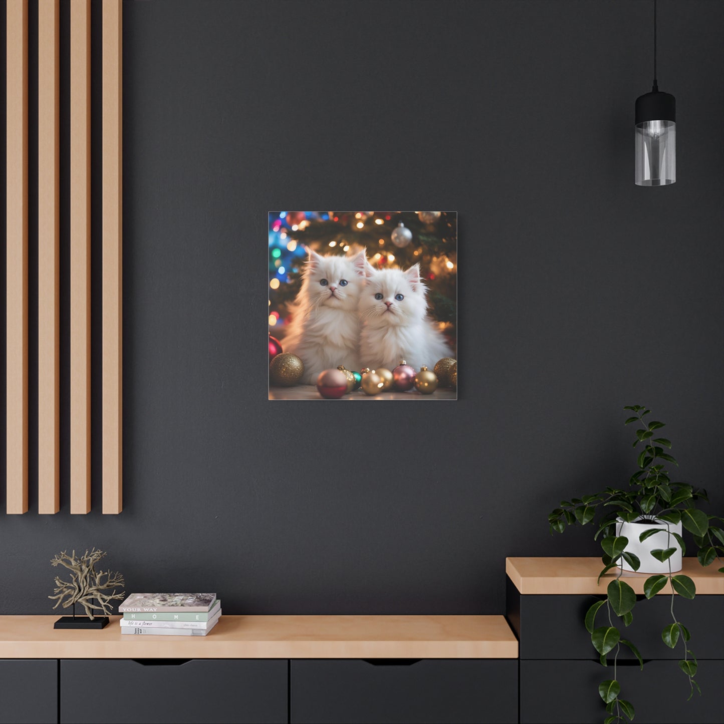 Christmas Kittens Print Wall Art | Matte Canvas, Stretched, 1.25" | Animal Lover | Holiday Gift |