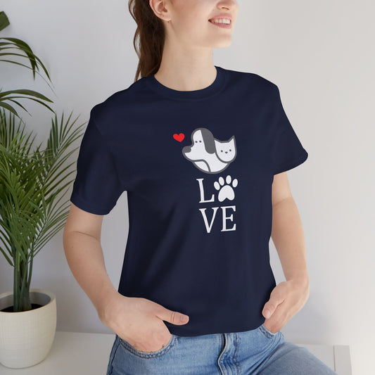 Dog and Cat Love T-shirt | Unisex | Funny | Dog Lover | Pet Lover | Animal Lover | Cat Lover |