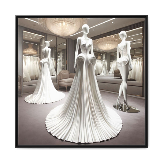 Futuristic Modern Wedding Dress Framed Canvas Print Wall Art Unique Fashion Designer Haute Couture Fashionista Gift Decor 3 Frame Colors