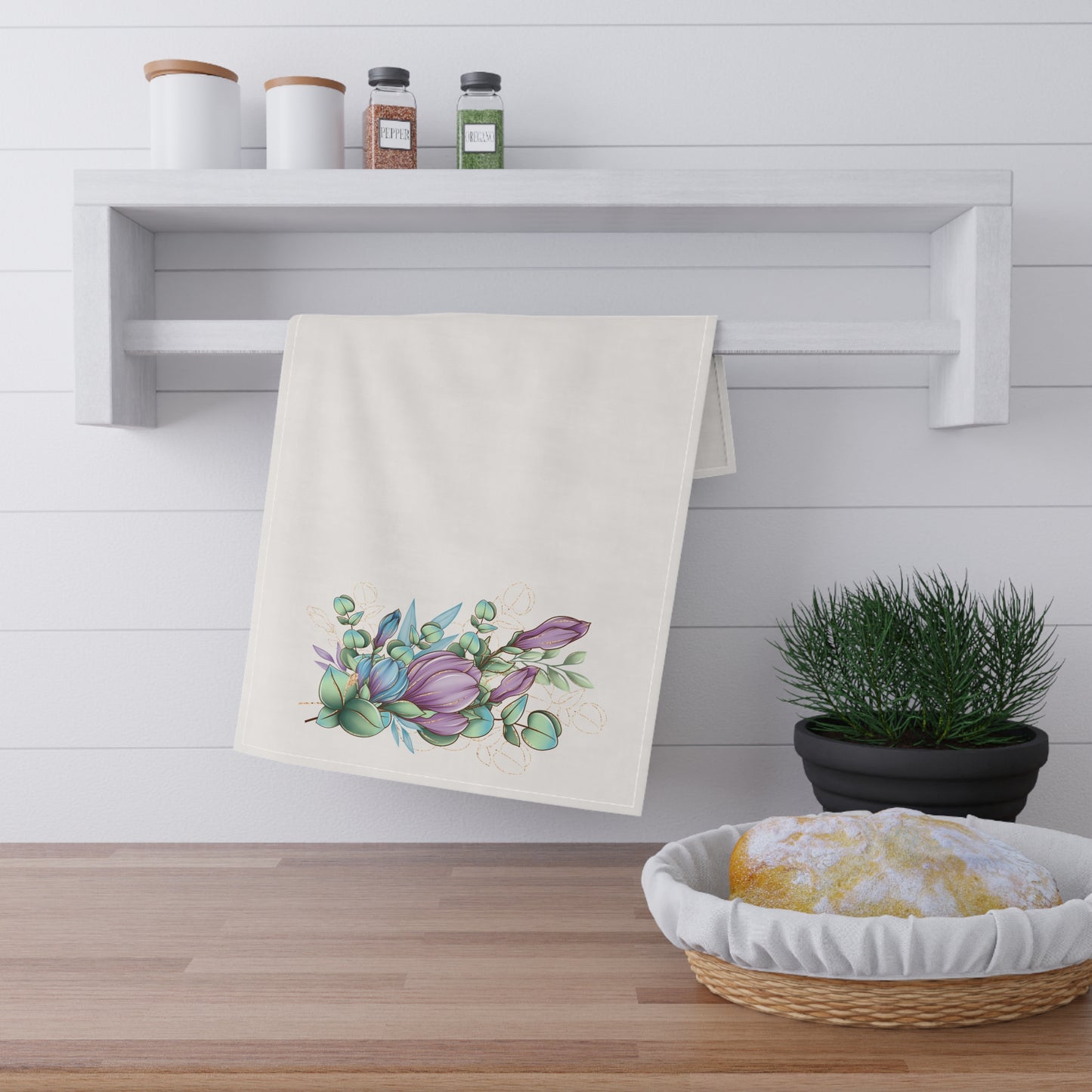Pastel Floral Kitchen Tea Towel Durable Hand Towel Gift for Flower Lover Whimsical Home Decor Decorative Kitchen Cotton Twill